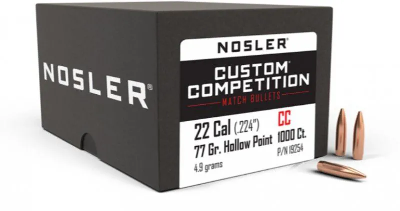  Nosler .224 x 77Grain Custom Competition HPBT 1000ct 19254