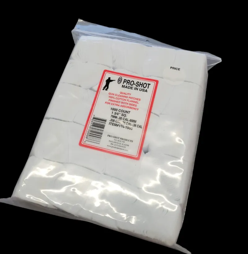  Proshot Patches - 7/8mm/.30/.338/.35/.38cal 1000ct 1 3/4 Square