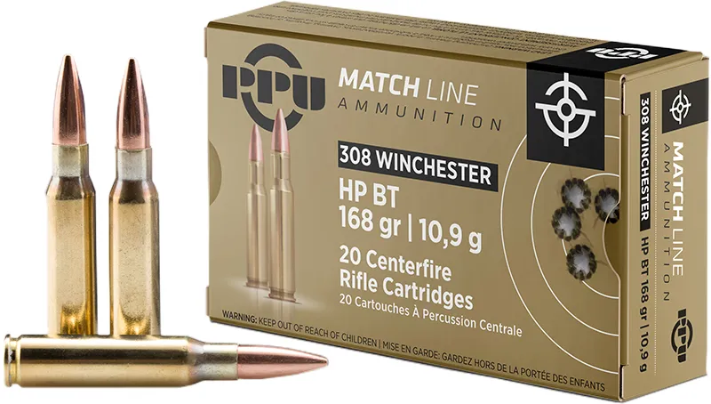 .308 WIN 168Grn HPBT Match PPU Ammunition - 20 Pack - A496
